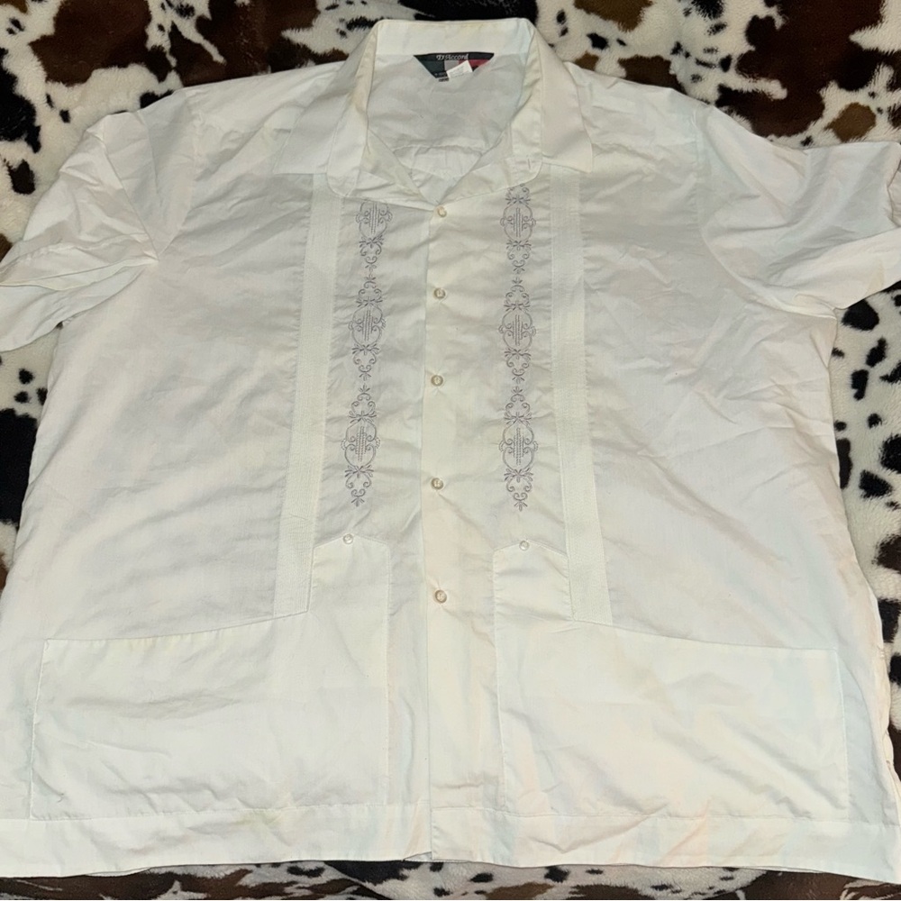 Men’s Authentic Mexican Wedding Shirt Guayabera Embroidered Blue D’Accord 2328